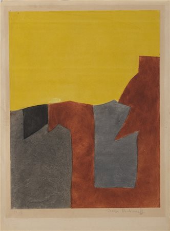 Serge Poliakoff "Composition grise, brune et jaune" 1962
incisione all'acquatint