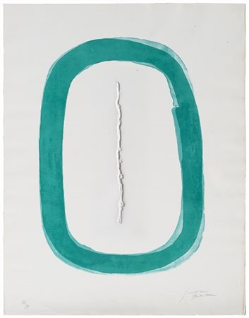 Lucio Fontana "Concetto spaziale" 
incisione all'aquatinta, stampata in verde, c