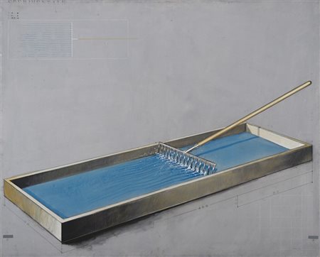 Fabrizio Plessi "Sperimentale - Rastrellare l'acqua" 1972
acrilico e tecnica mis