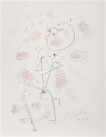 Jean Cocteau "Faune" 1957
tecnica mista su carta
cm 27x21
Firmato e datato 1957