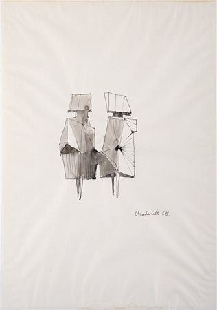 Lynn Chadwick "Two Watchers XI" 1968
inchiostro su carta
cm 48,5x34,3
Firmato e