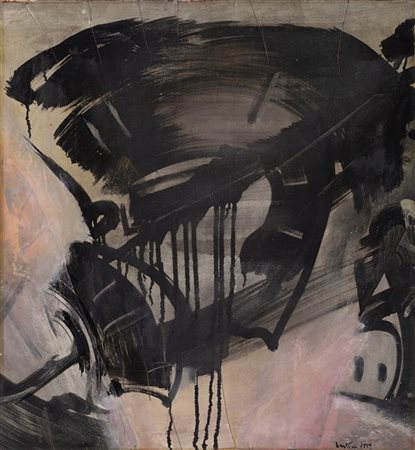 Gianni Bertini "La toile de Melpomene" 1959
olio su tela applicata su tavola
cm