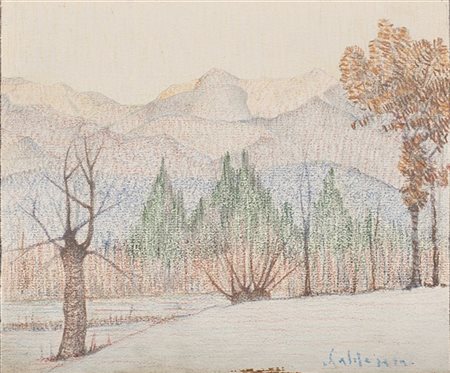 Antonio Calderara "Senza titolo" 
tecnica mista su carta
cm 12x14,5
Firmato in b