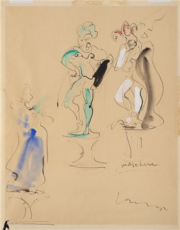 Lucio Fontana "Studi per maschere" 1952
china e acquerello su carta
cm 28x22,3
F