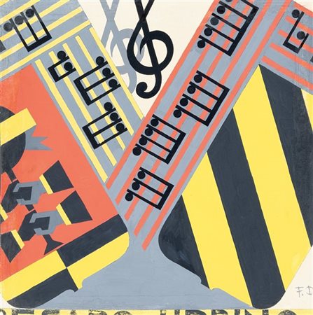 Fortunato Depero "Dopolavoro di Pesaro-Urbino" 1938
tempera su carta
cm 30,8x30,