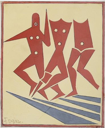 Fortunato Depero "Senza titolo" fine '40 - primi '50
china, tempera e matita su