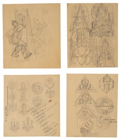 Fortunato Depero "Studi per la Sala del Consiglio Provinciale di Trento" 1952-55