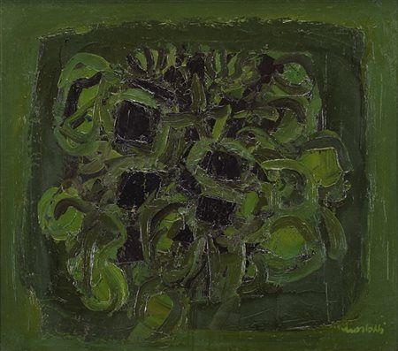 Ennio Morlotti "Girasoli verdi" 1970
olio su tela
cm 69,5x79,5
Firmato in basso