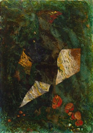 Gianni Dova "Sul melograno" 1969olio su telacm 70x50Firmato in basso al centr