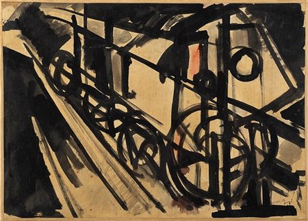 Emilio Vedova "Senza titolo" 1950
inchiostro e acquerello su carta intelata
cm 2