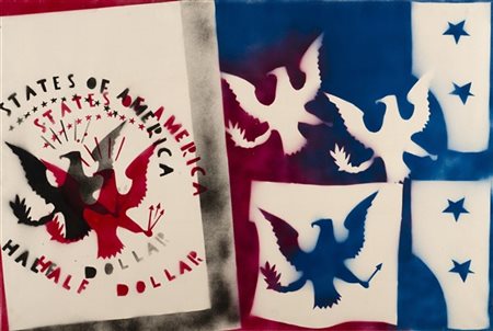 Franco Angeli "Senza titolo" prima metà anni '70
smalto su tela
cm 100x150
Firma