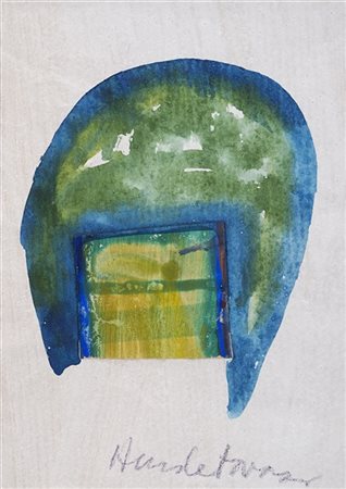 Friedensreich Hundertwasser "Senza titolo" 
acquerello e collage su carta
cm 17x