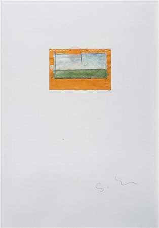 Mario Schifano "Senza titolo" 1977
smalto, grafite e collage su carta
cm 100x70