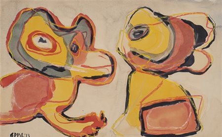 Karel Appel "Senza titolo" 1973
pastello e acquerello su carta
cm 47x76
Firmato