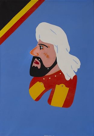 Eduardo Arroyo "Il capo d'Orlando Placido" 1968
acrilico su tela
cm 70x50
Firmat