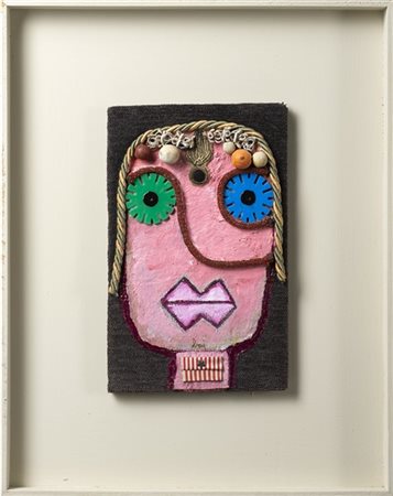 Enrico Baj "Senza titolo" 1980 circa
olio, collage, passamaneria, stoffa su tavo