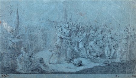 Attribuito a Andrea Casali (Roma 1705 – 1784 - Scena biblica con figure in armatura