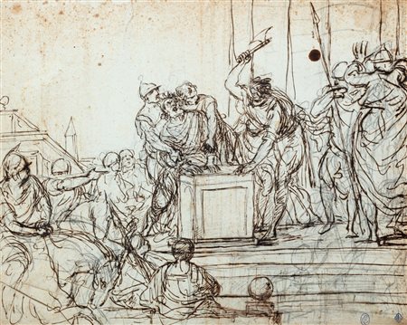 Scuola napoletana, fine del secolo XVII - Scena di martirio di un Re