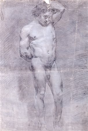 Scuola romana, fine secolo XVIII - Studio di nudo virile