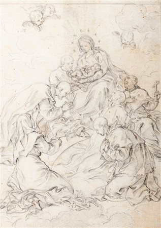 Attribuito a Stefano Pozzi (Roma 1699-1768) - Madonna con Bambino e Santi