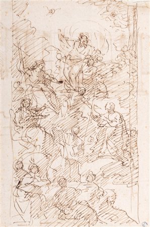 Francesco Manno (Palermo 1752-Roma 1831)  - Gloria celeste con la Trinità e Santi (recto); e studi architettonici (verso)