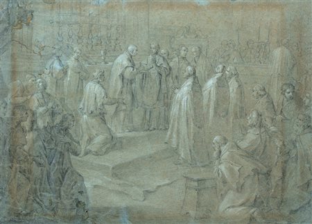 Scuola romana, secolo XVIII - Scena di canonizzazione