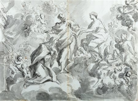 Scuola napoletana, seconda metà del secolo XVII - Presentazione di una Santa alla Vergine