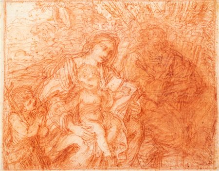 Scuola romana, fine secolo XVII - Studi per Sacra Famiglia (recto e verso)
