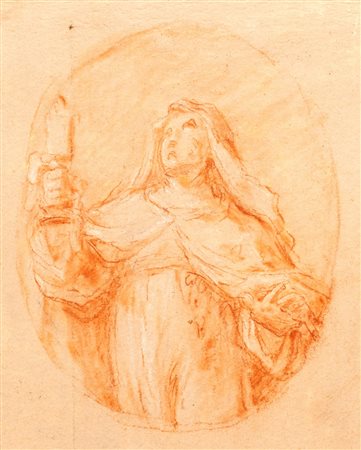 Pietro Bianchi (Roma 1694-1740)  - Santa monaca con ostensorio, entro ovale