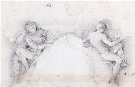 Filippo Lauri (Roma 1623-1694)  - Studio per due figure allegoriche per il soffitto di Palazzo Borghese a Roma