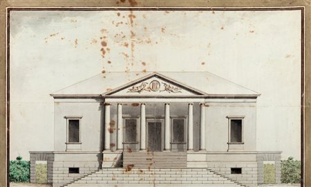 Scuola italiana, inizi del secolo XIX - Prospetto di una villa neoclassica