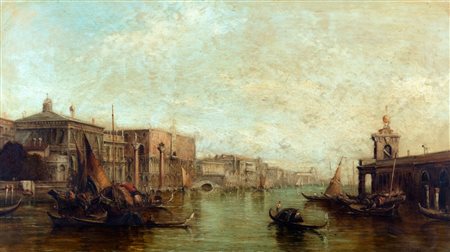 Alfred Pollentine (- 1836-- 1890)  - Veduta del Canal Grande verso la Punta della Dogana a Venezia