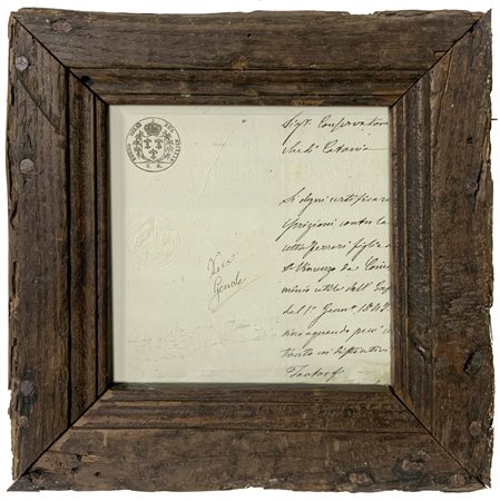 Frammento cartaceo con timbri a secco del Regno delle Due Sicilie e timbro ad inchiostro del Regno delle Due Sicilie, XV