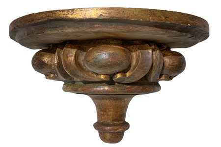 Mensola da muro in legno dorato, fine XIX secolo. H cm 20x34