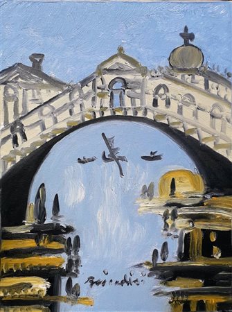 BRINDISI REMO Roma (Roma) 1918 Venezia Ponte di Rialto 1990 Olio su tela...