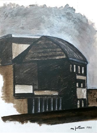 PETRUS MARCO Rimini (Rm) 1960 Milano 1995 Carboncino, bitume e bianco di...