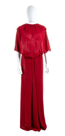 MILA SCHÖN ALTA MODA, ABITO DA SERA IN CREPE DI SETA, Anni ‘70