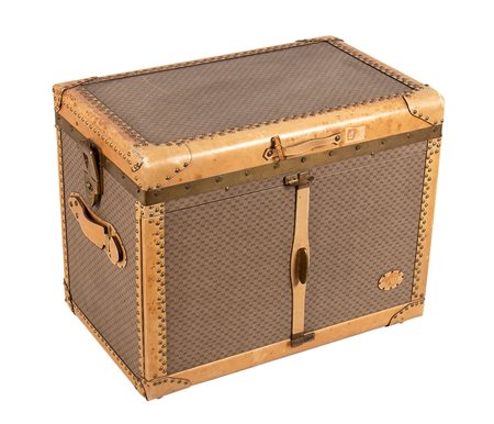 GUCCI, BAULE DA VIAGGIO IN PELLE E TELA, Anni ‘70