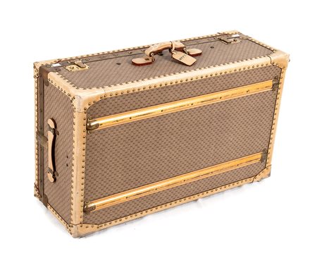 GUCCI, VALIGIA RIGIDA IN PELLE E TELA, Anni ‘70