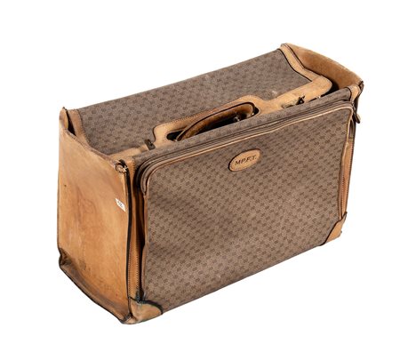 GUCCI, VALIGETTA IN PELLE E TELA, Anni ‘70