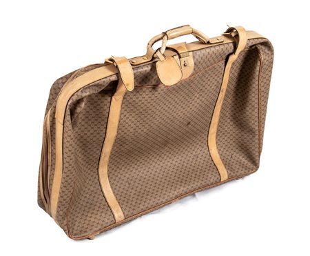 GUCCI, VALIGIA IN PELLE E TELA, Anni ‘70