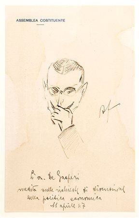 FANFANI, Amintore - Vignette e disegni - anni '40 - (Pieve Santo Stefano, 6 febbraio 1908 – Roma, 20 novembre 1999)