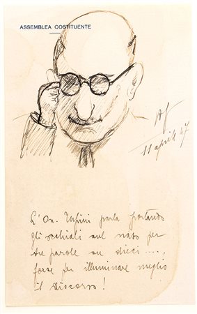 FANFANI, Amintore - Vignette e disegni - anni '40 - (Pieve Santo Stefano, 6 febbraio 1908 – Roma, 20 novembre 1999)