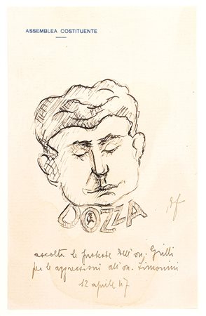 FANFANI, Amintore - Vignette e disegni - anni '40 - (Pieve Santo Stefano, 6 febbraio 1908 – Roma, 20 novembre 1999)