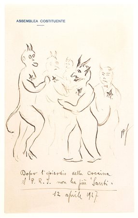 FANFANI, Amintore - Vignette e disegni - anni '40 - (Pieve Santo Stefano, 6 febbraio 1908 – Roma, 20 novembre 1999)