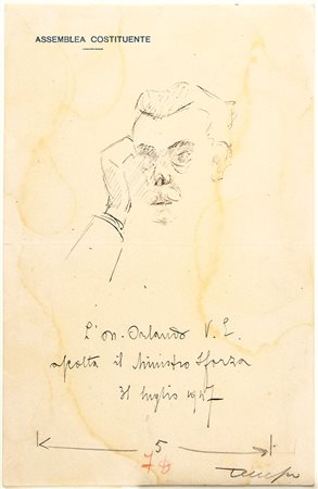 FANFANI, Amintore - Vignette e disegni - anni '40 - (Pieve Santo Stefano, 6 febbraio 1908 – Roma, 20 novembre 1999)