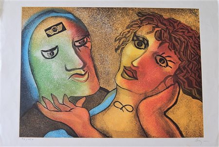 Enrico Baj SENZA TITOLO Acquaforte acquatinta, cm 69,5x99 es.94/150 firma...