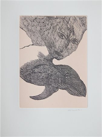 Remo Brindisi SENZA TITOLO acquaforte, cm 20x15 su foglio cm 35x25 firma es....