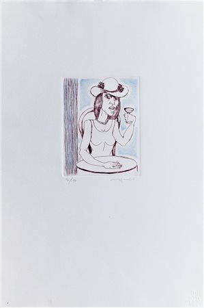 Giuseppe Migneco SENZA TITOLO acquaforte acquatinta, cm 16x12, su foglio cm...