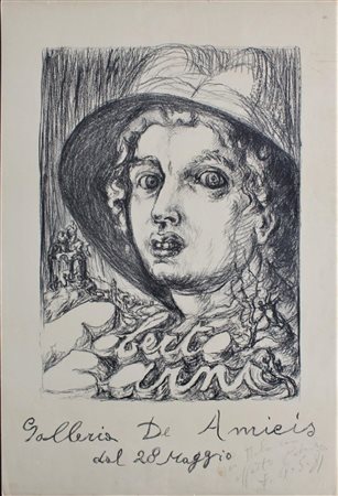 Roberto Barni SENZA TITOLO manifesto litografia, cm 70x48 firma e dedica...